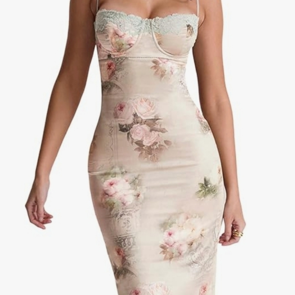 Rose satin dress